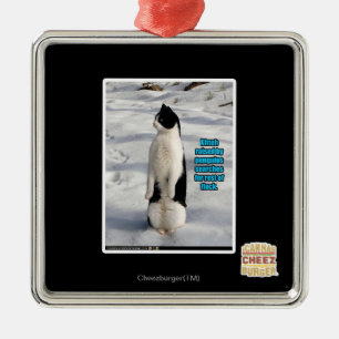 Lyftt av pingvin julgransprydnad metall