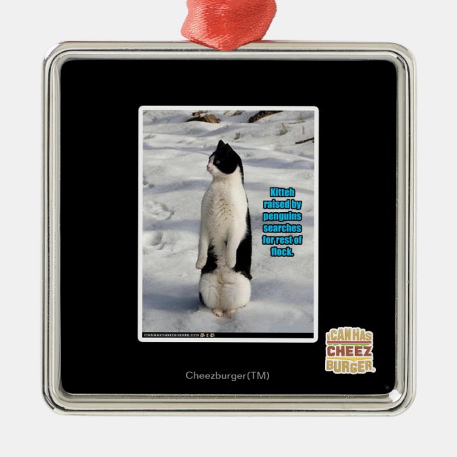 Lyftt av pingvin julgransprydnad metall (Framsidan)