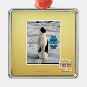 Lyftt av pingvin julgransprydnad metall