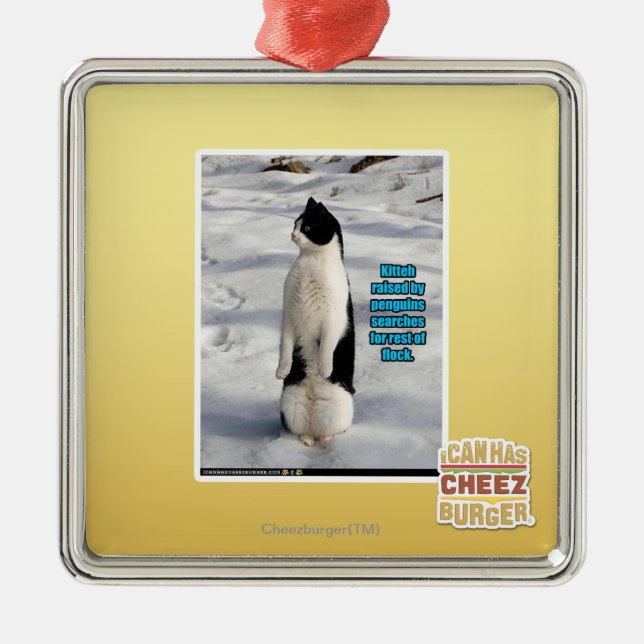 Lyftt av pingvin julgransprydnad metall (Framsidan)