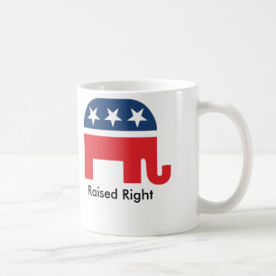 Lyftt höger rolig republikansk kaffemugg
