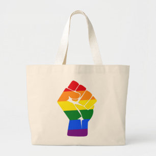 Lyftt näveprotest för #Resist LGBT regnbåge Jumbo Tygkasse