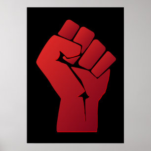 Lyftt röd lutningnäve poster