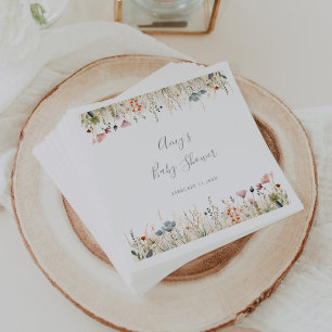 Lykosamma färgglada boho vildblomma baby shower pappersservett