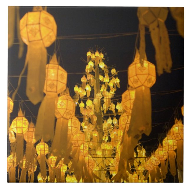 Lykta för Loi Krathong-festivalen. Kakelplatta (Framsidan)