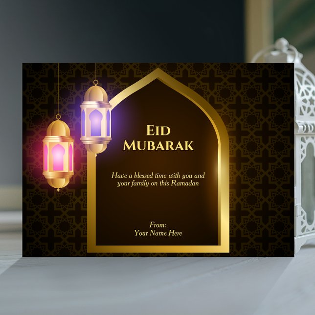 Lykta med arabiskt mönster och ett gyllene fönster inbjudningar (Skapare uppladdad)