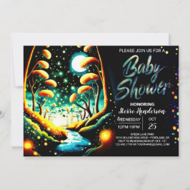 Lyktafton Magisk Skogsvandrings Baby Shower Inbjudningar