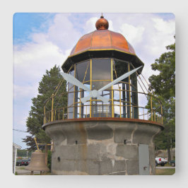 Lyktan för den Minots avsatsfyren kvadrerar väggen Fyrkantig Klocka