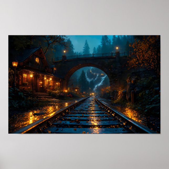 Lyktbelysta spår genom Twilight-affisch Poster (Framsidan)
