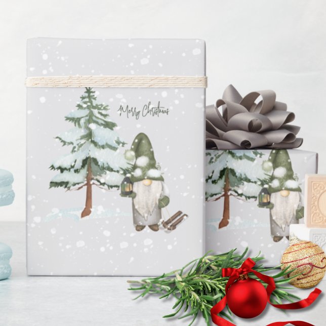 Lyktgном Vinter Scen Present Presentpapper (Skapare uppladdad)