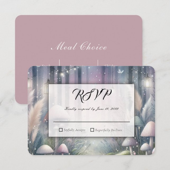 Lyktljus Drömmar Förtrollad Skog Bröllop OSA Kort (Fram/baksida)