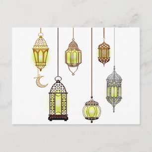 Lyktor Ramadan Mubarak Orientalisk Arabisk Muslims Helg Vykort