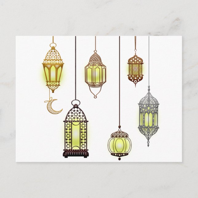 Lyktor Ramadan Mubarak Orientalisk Arabisk Muslims Helg Vykort (Framsida)