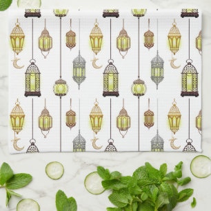 Lyktor Ramadan Mubarak Orientalisk Arabisk Muslims Kökshandduk