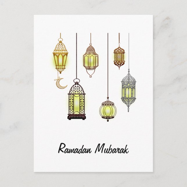 Lyktor Ramadan Mubarak Orientalisk Arabisk Muslims Vykort (Framsida)