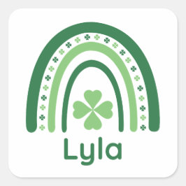 Lyla Namn Klöver Boho Rainbow Fyrkantigt Klistermärke