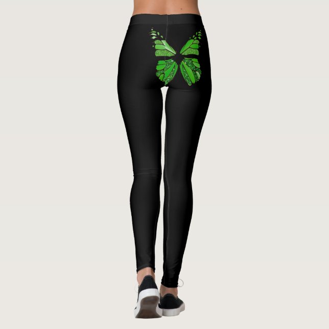 Lym sjukdom medvetenhet Leggings med Fjäril (Baksida)
