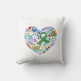 Lyme Awareness, Grönt Ribbon, Lime Pillow Kudde