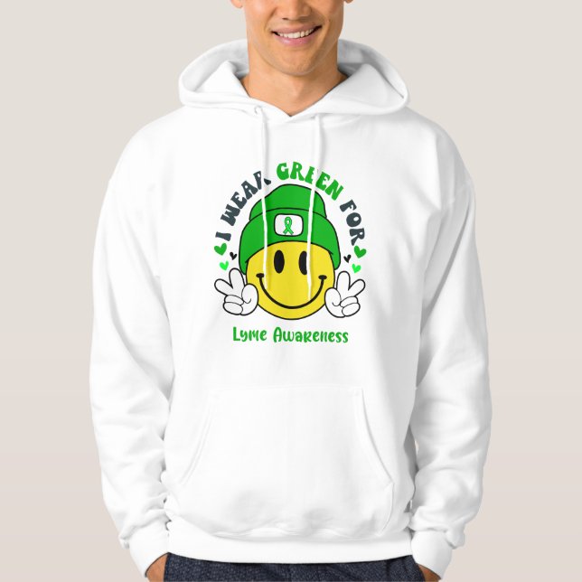 Lyme Awareness Ribbon Support Gifts Hoodie (Framsida)