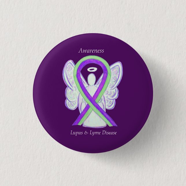 Lyme Disease and Lupus Awareness Ribbon Buttons Knapp (Framsida)