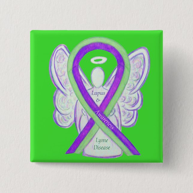Lyme Disease and Lupus Awareness Ribbon Buttons Knapp (Framsida)