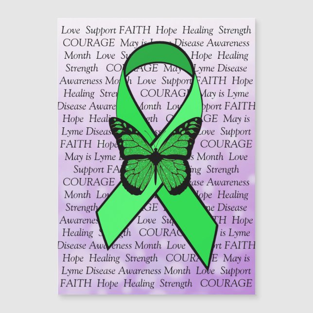 Lyme Disease Awareness Butterfly Ribbon Magnet (Framsida)