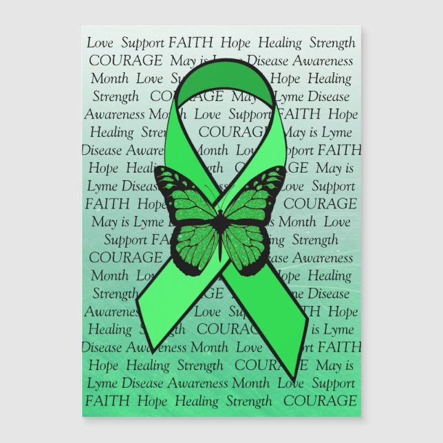 Lyme Disease Awareness Butterfly Ribbon Magnet (Framsida)
