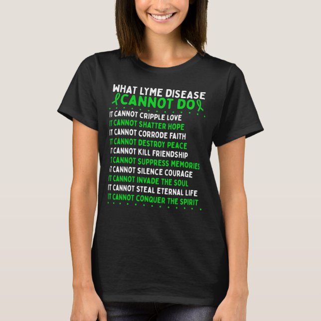 Lyme Disease Awareness Fighter Warrior Ribbon T Shirt (Framsida)