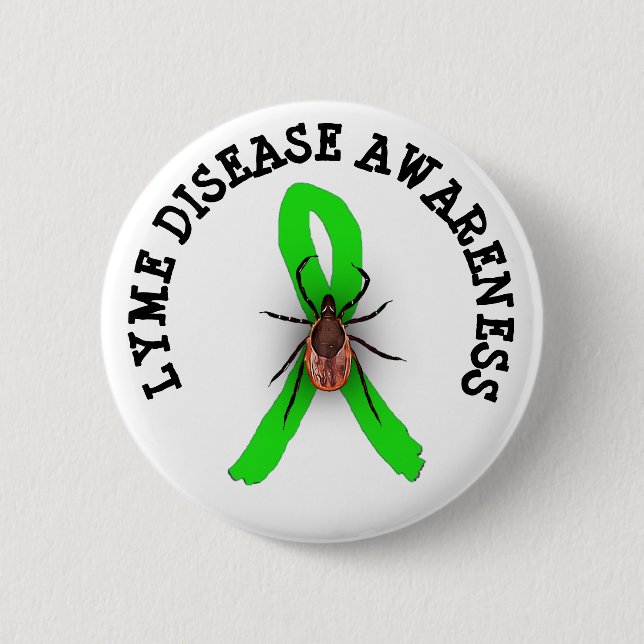 Lyme Disease Awareness Hjort Tick Ribbon Button Knapp (Framsida)