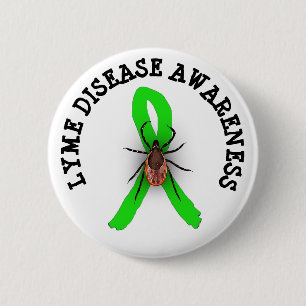 Lyme Disease Awareness Hjort Tick Ribbon Button Knapp