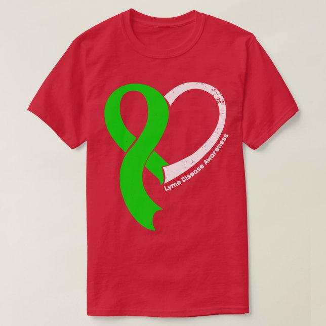 Lyme Disease Awareness Hope Kärlek Heart Ribbon Ha T Shirt (Design framsida)