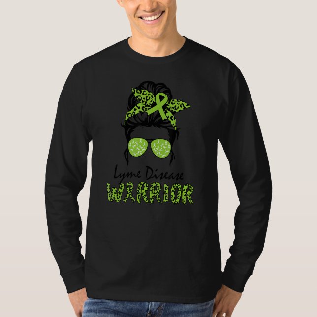 Lyme Disease Awareness Lime Messy Bun Mamma Warrio T Shirt (Framsida)