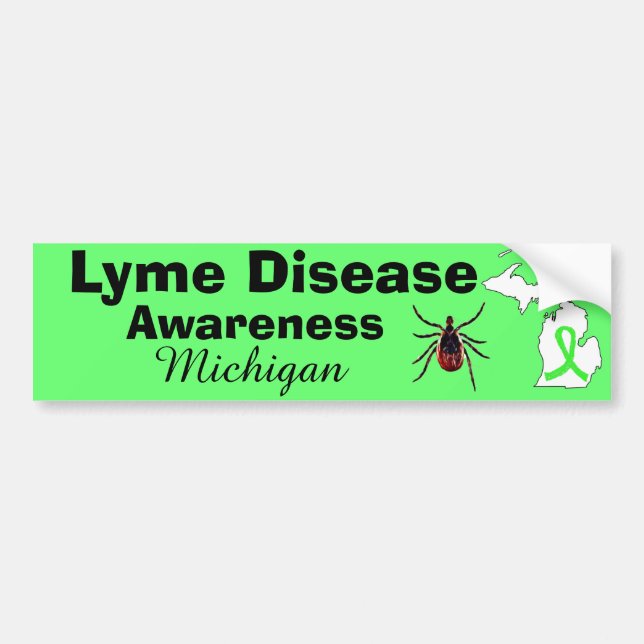 Lyme Disease Awareness Michigan Bumper Sticker Bildekal (Framsidan)