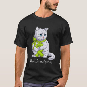 Lyme Disease Awareness Month Lime Green Ribbon Cat T Shirt