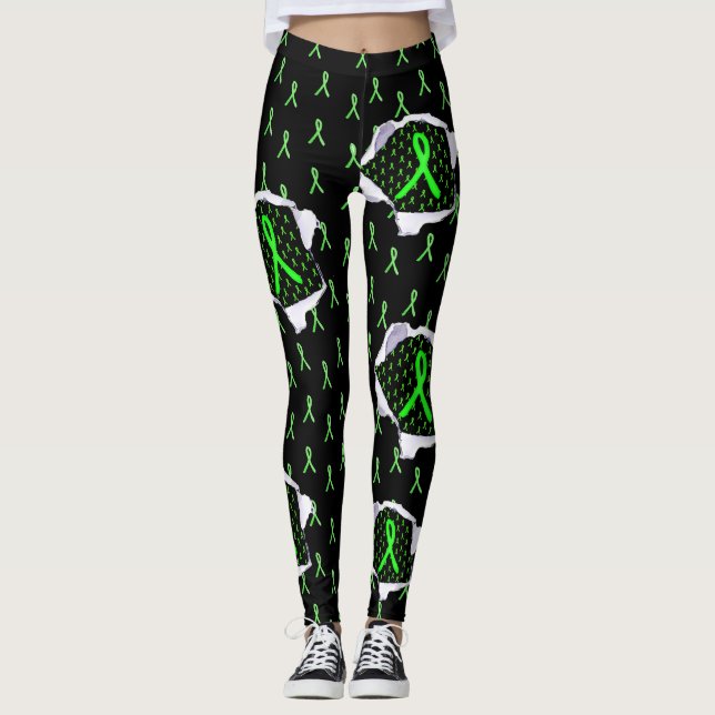 Lyme Disease Awareness Rosett band Leggings Black (Framsida)