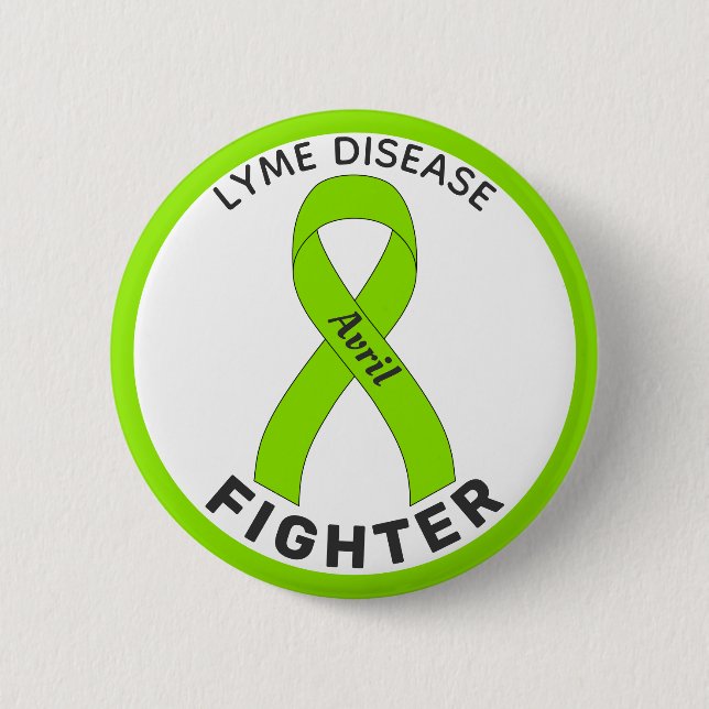 Lyme Disease Fighter Ribbon White Button Knapp (Framsida)