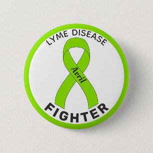 Lyme Disease Fighter Ribbon White Button Knapp