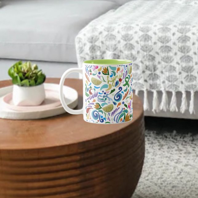 Lyme disease, Grönt Ribbon Awareness Två-Tonad Mugg (Lyme Disease, Green Ribbon Awareness Coffee Lattte Tea Mug with lime green color on the inside #lyme)