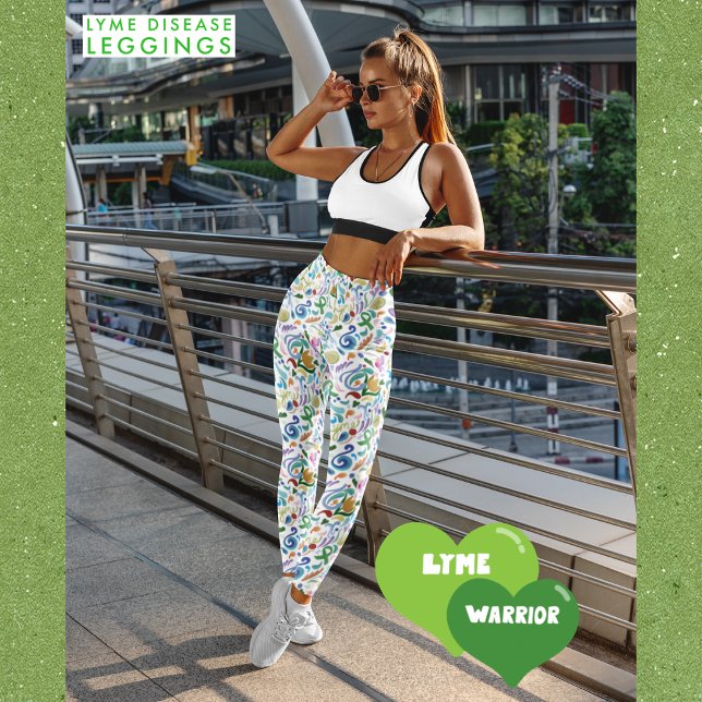 Lyme Disease Grönt Ribbon Awareness Yoga Leggings (Lyme Disease, Green Ribbon Awareness Leggings #lyme #lymedisease #yoga)