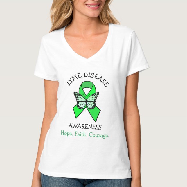 Lyme Disease Hope Faith Courage T Shirt (Framsida)