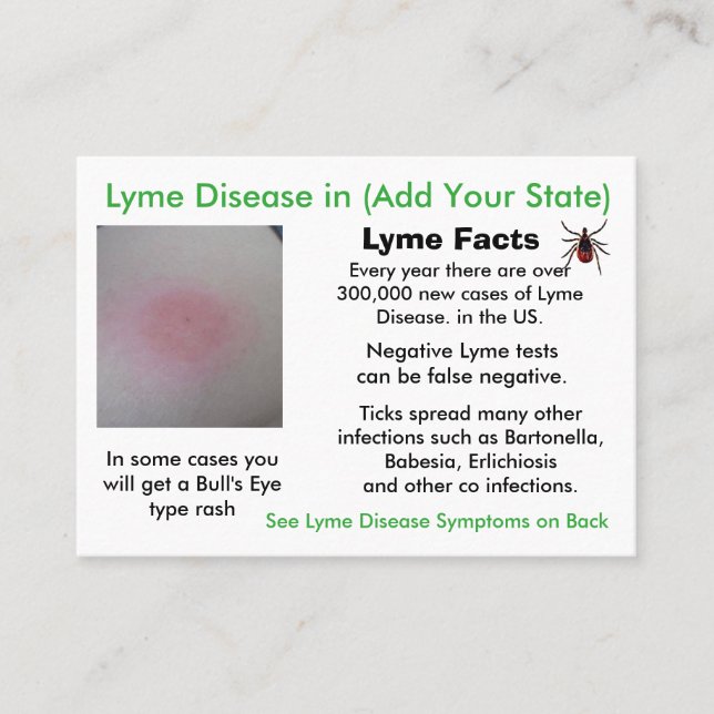 Lyme Disease in ditt statliga informationskort Visitkort (Framsida)