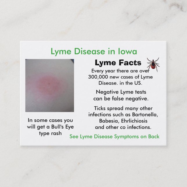 Lyme Disease in Iowa Information Cards Visitkort (Framsida)
