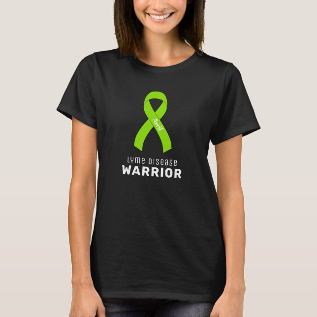 Lyme Disease Ribbon Black T-Shirt (Framsida)