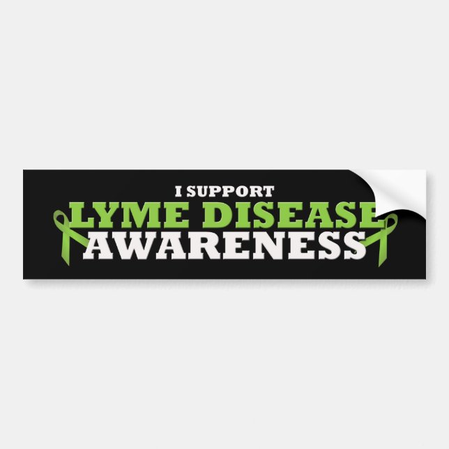 Lyme Disease Support Ribbon Bumper Sticker Bildekal (Framsidan)