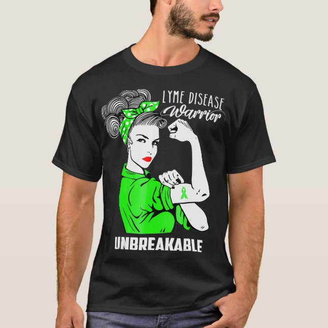 Lyme Disease Warrior Obrytable Awareness Gift T Shirt (Framsida)