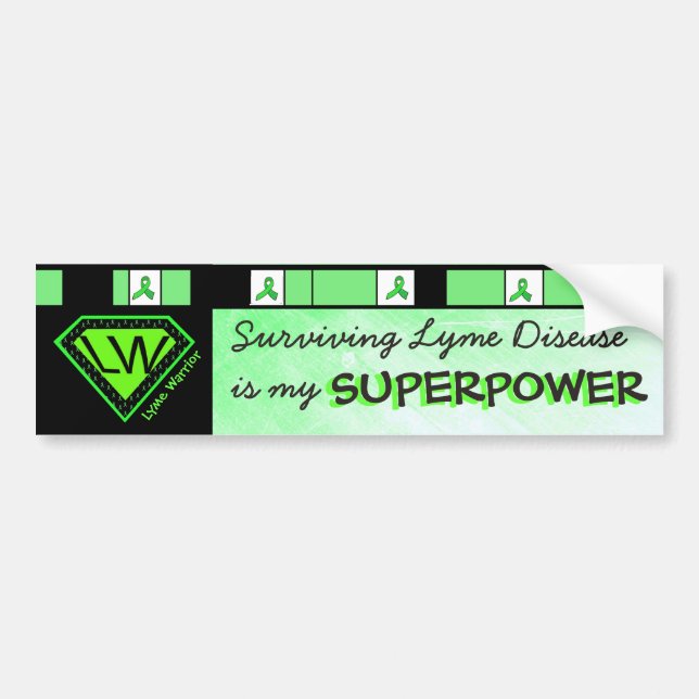 Lyme Disease Warrior Superpower Bumper Sticker Bildekal (Framsidan)