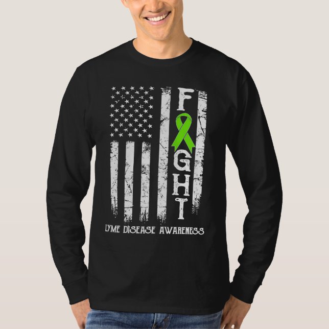 Lyme Disease Warrior US Flagga T Shirt (Framsida)