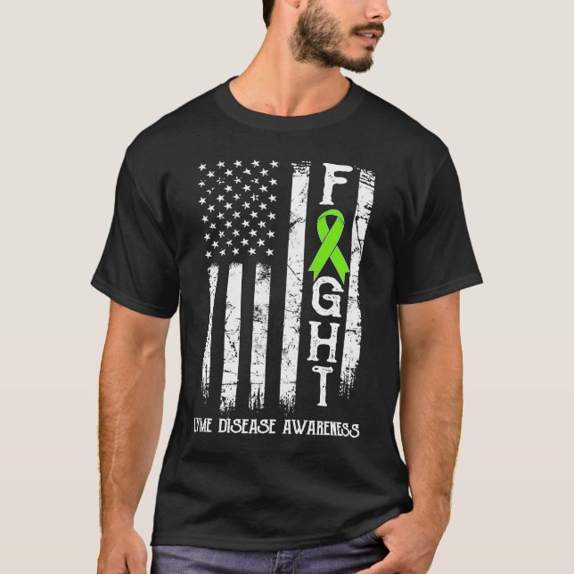 Lyme Disease Warrior US Flagga T Shirt (Framsida)