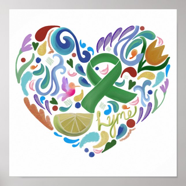 Lyme Lime Awareness Poster Grönt Ribbon #lyme (Framsidan)