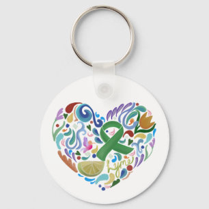 Lyme, medvetenhet, support, Grönt Ribbon, Lime Nyckelring